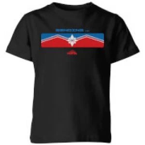 Image of Captain Marvel Sending Kids T-Shirt - Black - 11-12 Years