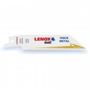 image of Lenox Gold 14TPI Thick Metal Cutting Reciprocating Saw Blades 102mm Pack of 5