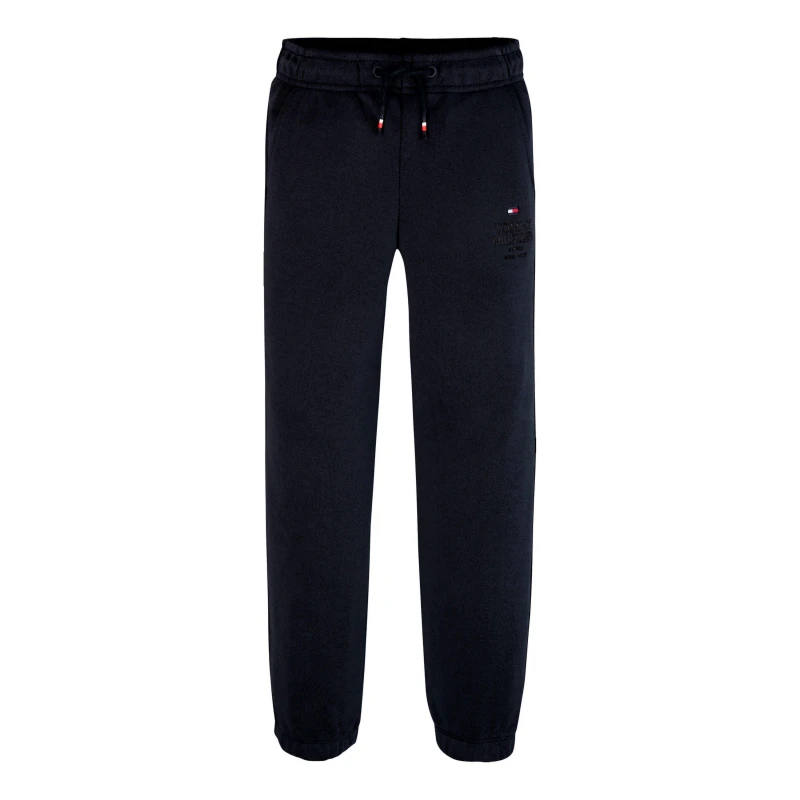 Image of Tommy Hilfiger TH LOGO PUFF PRINT SWEATPANTS Closed Hem Fleece Jogging Bottoms 4Y Blue 48117818135