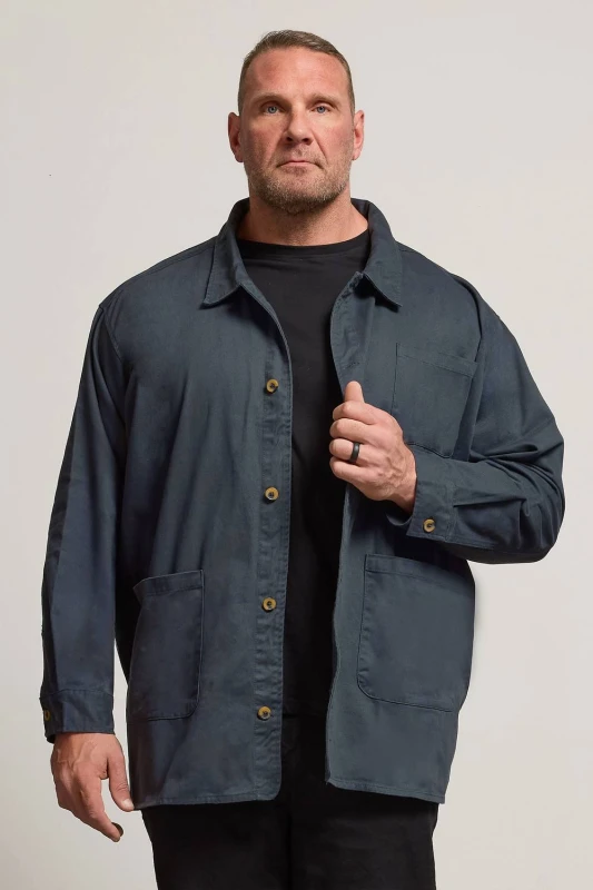 Image of BadRhino BadRhino Men Cotton Utility Overshirt in Dark Navy Size: X-Large Dark Navy 1XL Male 5063110931645