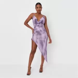 Missguided Cowl Neck Midi Dress Smudge Print - Purple