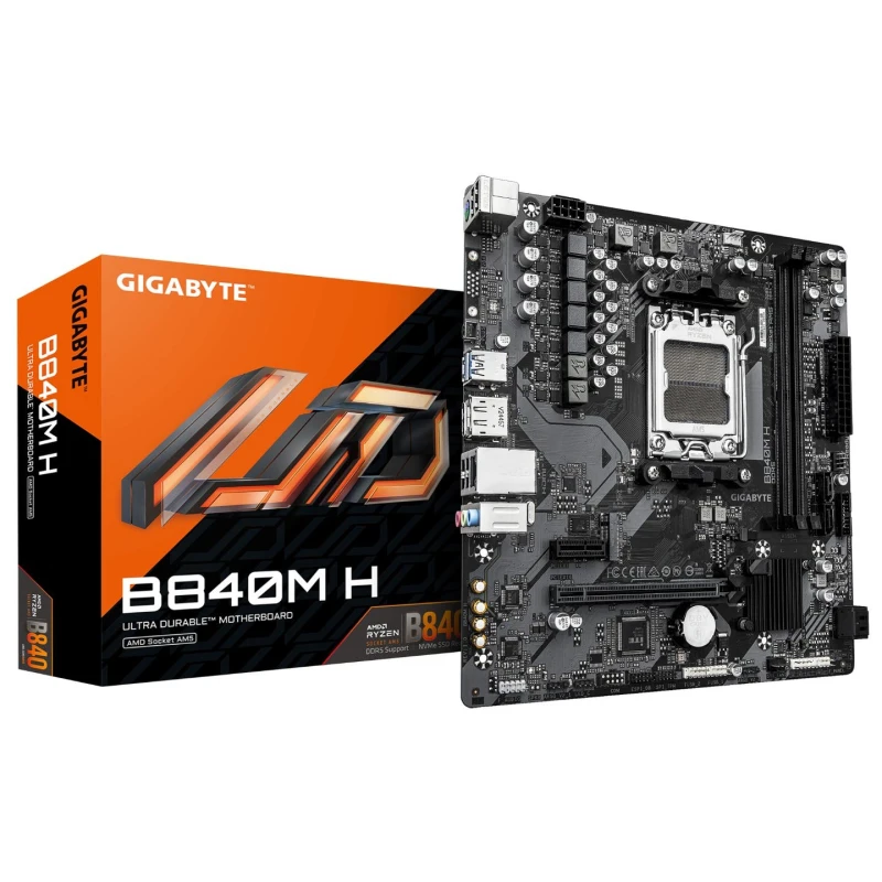 Image of Gigabyte B840M H Motherboard - AMD Ryzen 9000 CPUs. 5+2+2 Phases VRM.