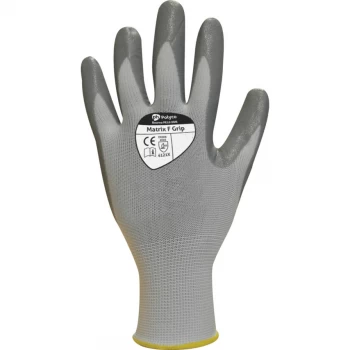 image of 103-MAT Matrix F Grip Palm-side Coated Grey/White Gloves - Size 9