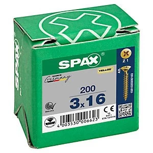 Image of Spax Pz Countersunk Yellox Screws - 3x16mm Pack Of 200