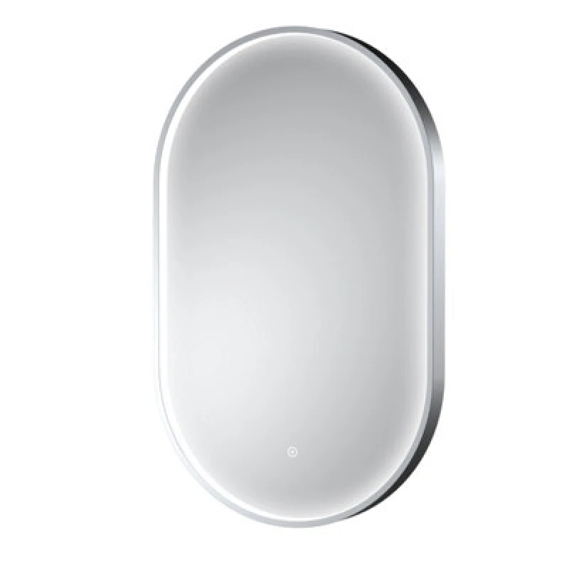 Image of Hudson Reed Columba Wall Hung LED Touch Sensor Mirror, Contemporary Vertical Oval Bathroom Mirror In Chrome, 800X500mm