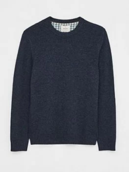 image of White Stuff Channing Lambswool Mix Crew Jumper - Blue Size M Men