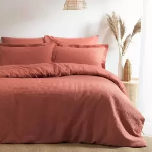 Image of Jansons Waffle Duvet Set (Single) (Red) - Red