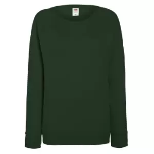 Image of Fruit OF The Loom Ladies Fitted Lightweight Raglan Sweatshirt (240 GSM) (XS) (Bottle Green)