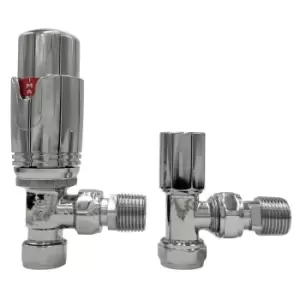 Image of Chrome Thermostatic Angled Radiator Valves