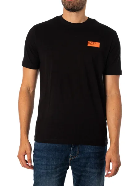 Image of EA7 Back Graphic Jersey T-Shirt Black/White XXL