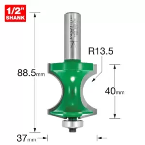 Image of Trend CRAFTPRO Bearing Guided Traditional Torus Router Cutter 37mm 40mm 1/2"