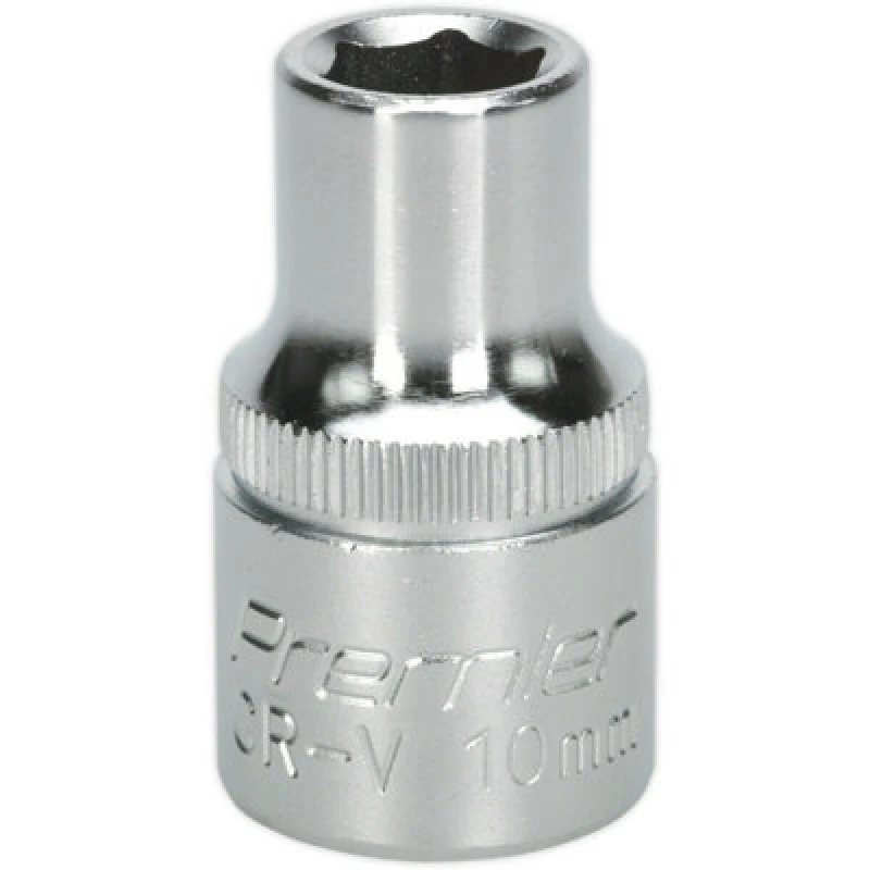 Image of Loops 10mm Steel Drive Socket - 1/2" Square Drive - Chrome Vanadium Wrench Socket Metallics