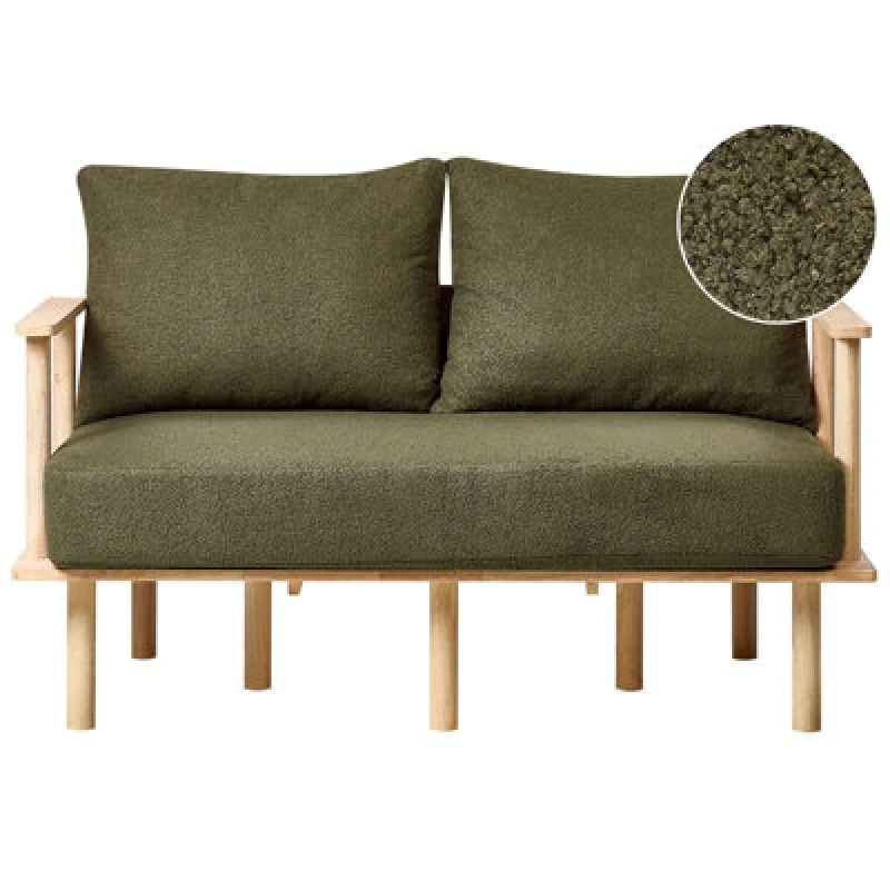 Image of Beliani Sofa 2 Seater Asker Boucle Dark Green