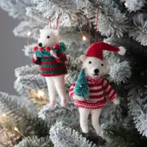 Image of Crossland Grove Polar Bears W/Decorations (Set of 2) 65x65x110mm