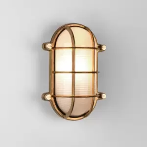 image of Thurso Outdoor Bulkhead Coastal Wall Light Natural Brass IP44, E27