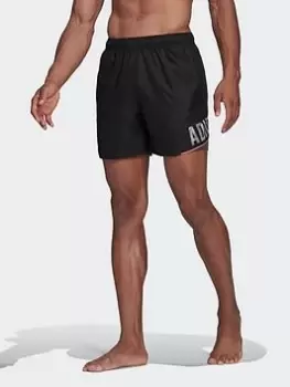 Image of adidas Wording Swim Shorts, Black Size XL Men