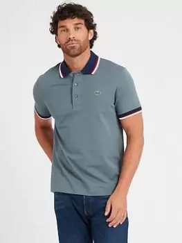 Image of Lacoste Tipped Collar Polo Shirt - Blue Size 2XL, Men