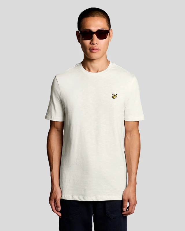 Image of Lyle & Scott Mens Fine Cotton Slub T-Shirt in Beige