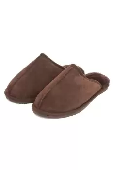 Image of Eastern Counties Leather Unisex Adults Sheepskin Lined Mule Slippers (6 UK) (Chocolate)