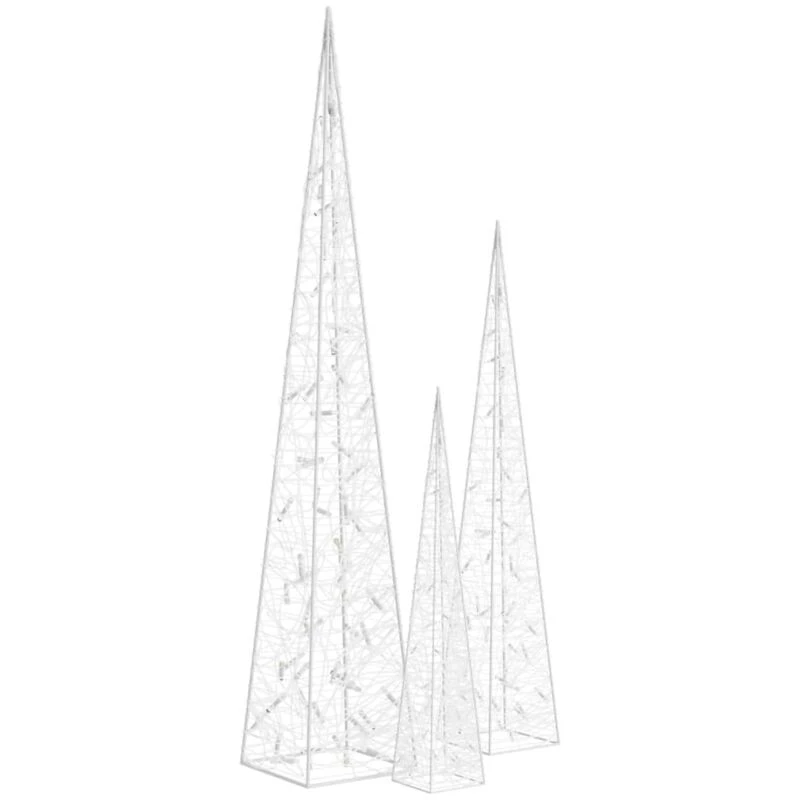 Image of VIDAXL Acrylic Decorative LED Light Cone Set Cold White 60/90/120cm vidaXL 8720286435007