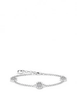 image of Thomas Sabo Sterling Silver Branded Cubic Zirconia Station Bracelet, Silver, Women