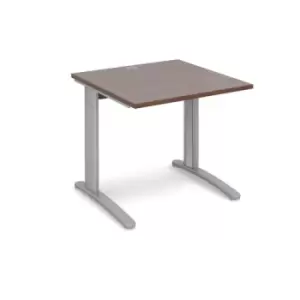 Image of Office Desk Rectangular Desk 800mm Walnut Tops With Silver Frames 800mm Depth TR10