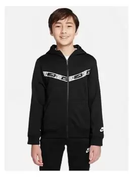 image of Nike Older Boys Nsw Repeat Full Zip Hoodie - Black/White