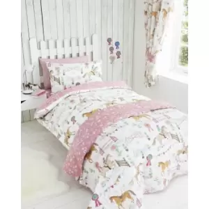 image of Horse Show Single Duvet Cover Set Bed Quilt Animals Girls Bedroom