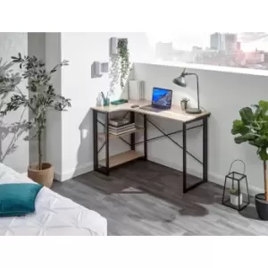 Image of Bramwell Folding Corner Desk Sonoma Oak Effect Light Dark Drawer