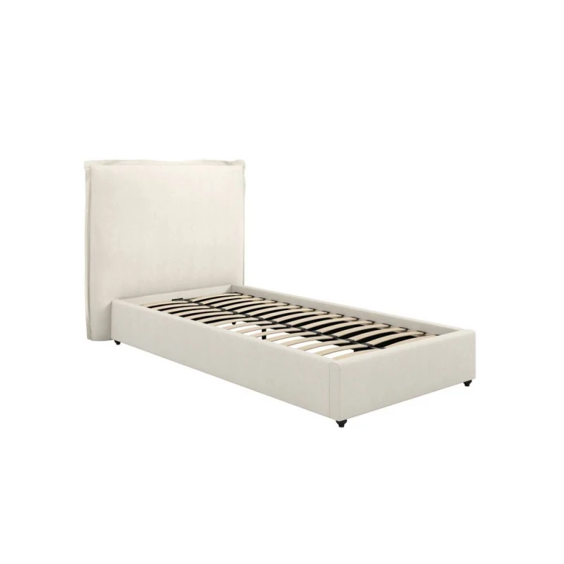 Image of Lemon Pavilion Furniture Sunday Single Bed Frame (Pack of 2) - Linen Blend - L219xW128xH120cm in Ivory Ivory Unisex Single