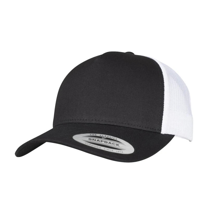 Image of Flexfit Mens Two Tone 5 Panel Trucker Cap in Black Male One Size