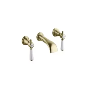 Image of Wall Mounted Gold Basin Mixer Tap - Helston