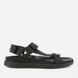 Image of Clarks Mens Sunder Range Nubuck Sandals - Black - UK 9
