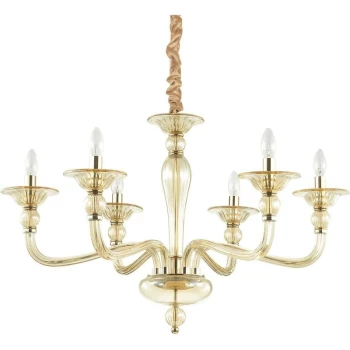 Image of Ideal Lux Danieli - 6 Light Pendant Light Amber, E14