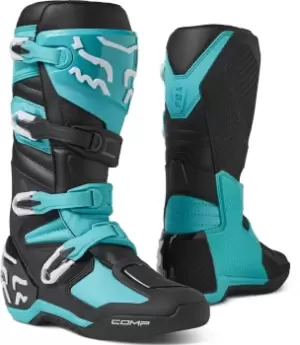 Image of FOX Comp Motocross Boots, turquoise, Size 46, turquoise, Size 46