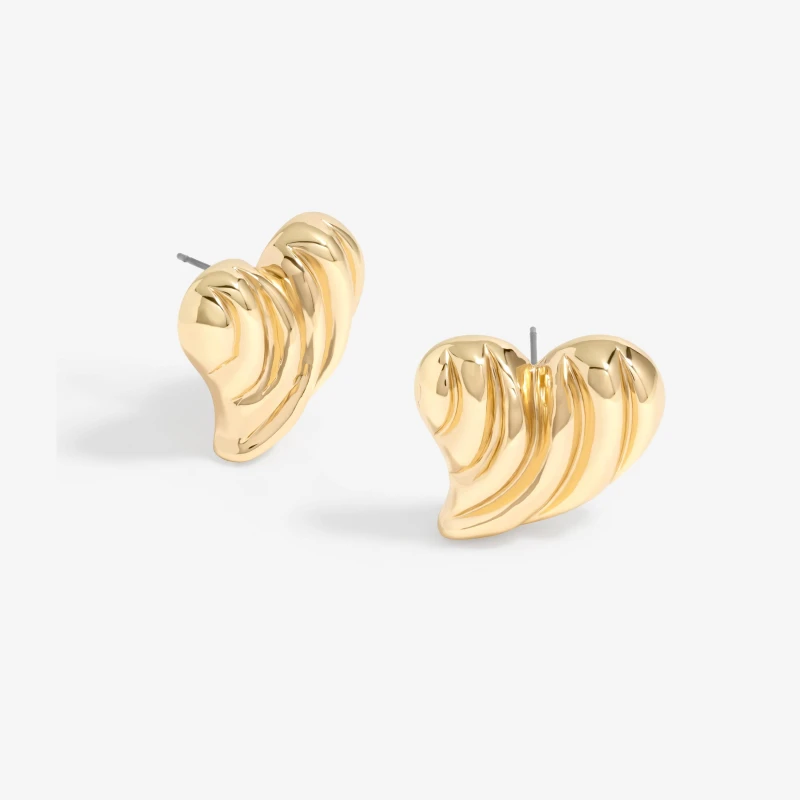 Image of Mood Gold Ridged Heart Stud Earrings Gold
