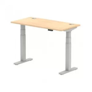 Image of Air 1200/600 Maple Height Adjustable Desk with Cable Ports with Silver Legs