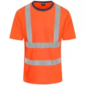 image of PRO RTX High Visibility Mens T-Shirt (3XL) (Orange/Navy) - Orange/Navy