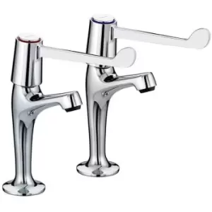 image of Value Lever Chrome High Neck Pillar Kitchen Sink Taps with 6" Levers and Ceramic Disc Valves - VAL2-HNK-C-6-CD - Chrome - Bristan