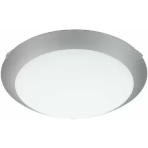 image of Loops - Wall Flush Ceiling Light White Steel White Silver Satin Glass Bulb E27 1x60W