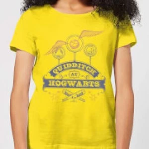 Image of Harry Potter Quidditch At Hogwarts Womens T-Shirt - Yellow - L - Yellow