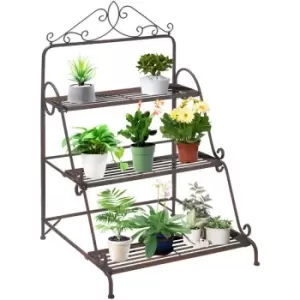 image of 3 Tier Metal Plant Stand, Flower Pot Display Shelf Indoor & Outdoor - Outsunny