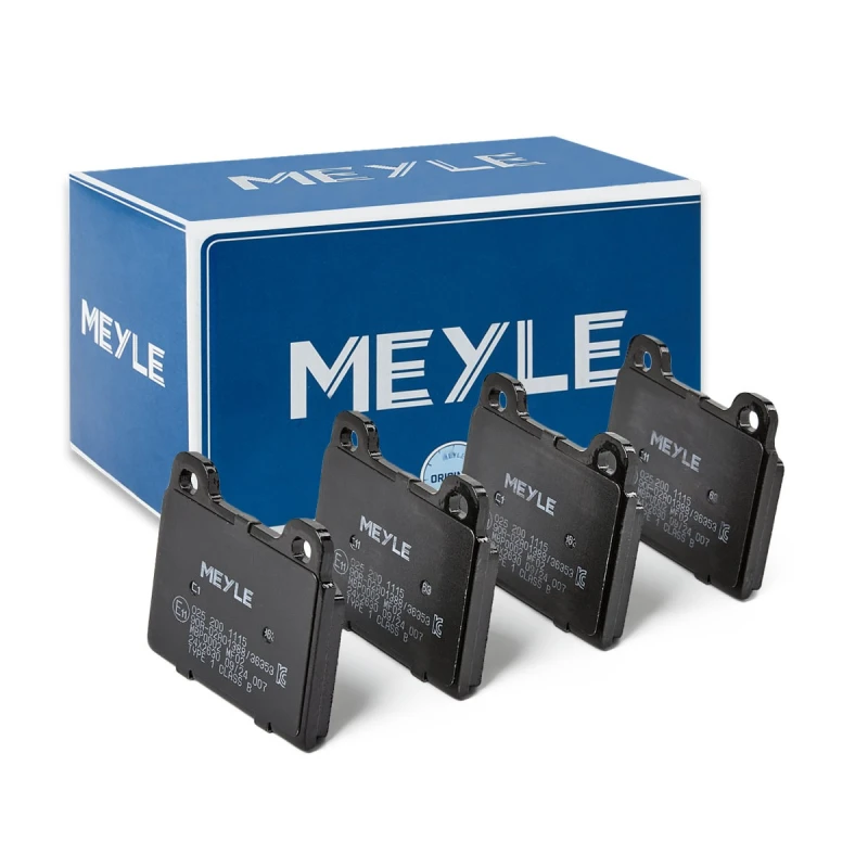 Image of MEYLE 025 200 1115 Brake pad set Front Axle, not prepared for wear warning indicator, Original Quality, with anti-squeak plate Brake Pad Set,disc bra