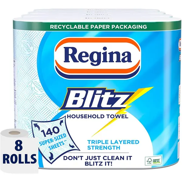 image of Regina Blitz Household Towel, 8 Rolls, 560 Super-Sized Sheets