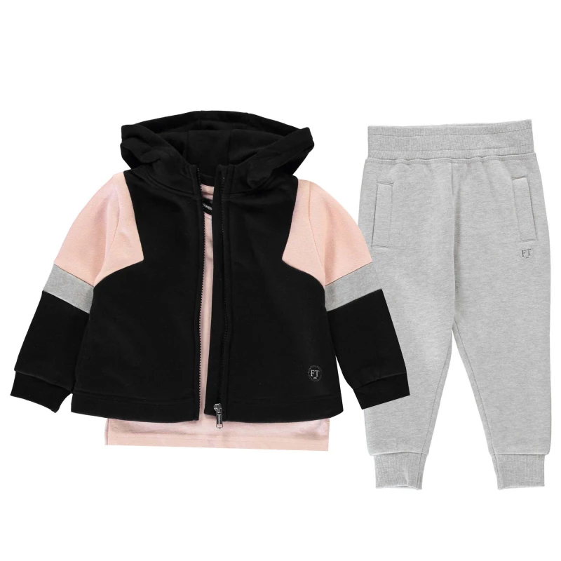 Image of Firetrap 3 Piece Jogger Set Infant Girls - Black 3 - 4 Years