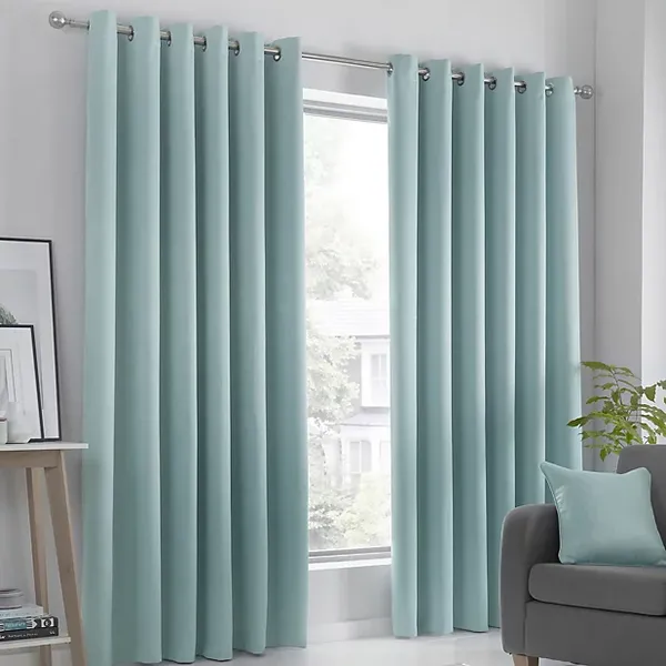 image of Fusion Fusion Strata Eyelet Curtains Duck Egg 117 x 183cm FS66517