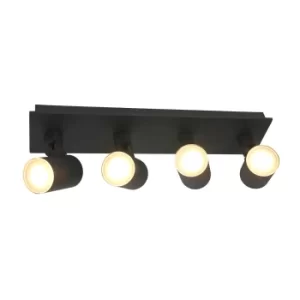 image of Points Noirs Straight Bar Pendant Ceiling Light Matt Black IP44