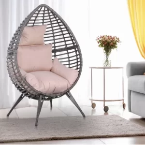 image of Outsunny PE Rattan Outdoor Egg Chair w/ Cushion Grey