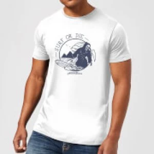 Image of Native Shore Surf Or Die Mens T-Shirt - White - 5XL