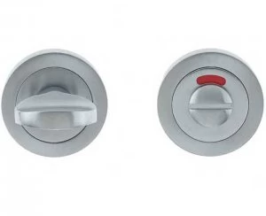 image of LocksOnline Circular Framed Tab Bathroom Door Lock Set with Indicator